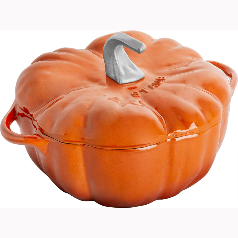 Cast Iron 3.5 Qt Pumpkin Cocotte with Stainless Steel Knob, Burnt Orange