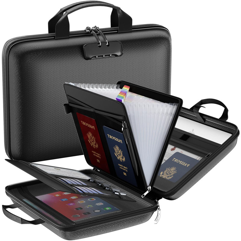 Hard-Shell Document Box with Lock, Fireproof Document Organiser