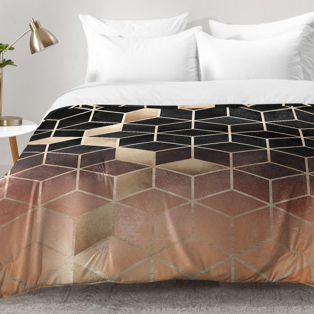 Ensemble d'édredon Elisabeth Fredriksson Nai Ombre Cubes, Édredon pour lit simple TG + 1 taie décorative