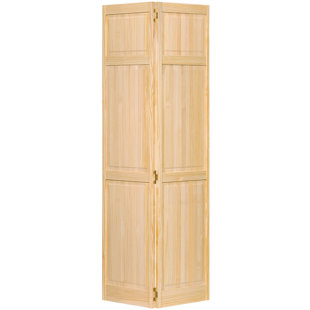 Porte pliante à deux volets en bois lambrissé non fini