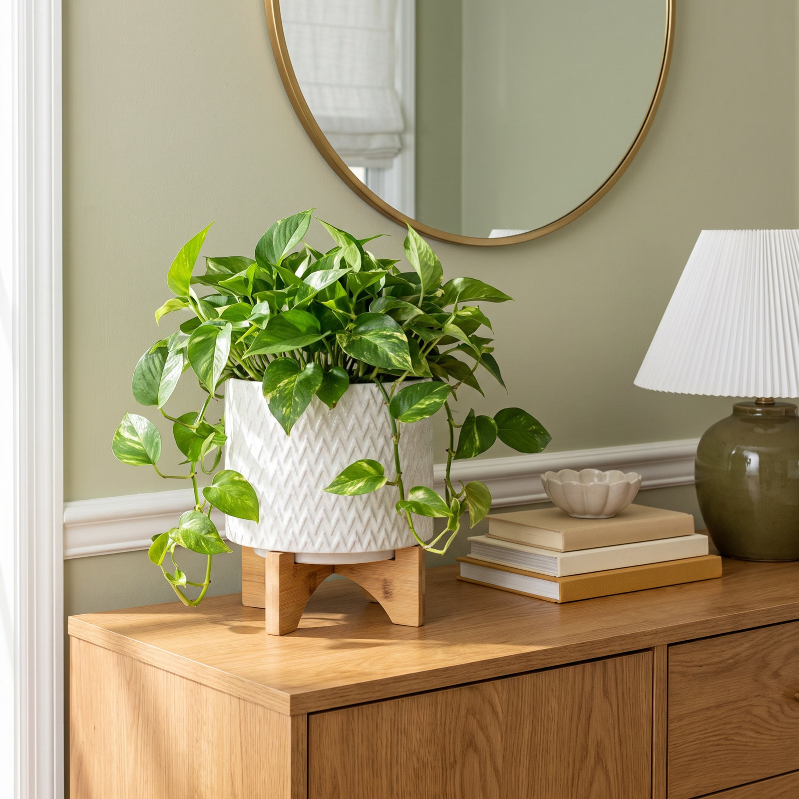 Ceramic Pot Planter, 7" H x 8" W x 8" D