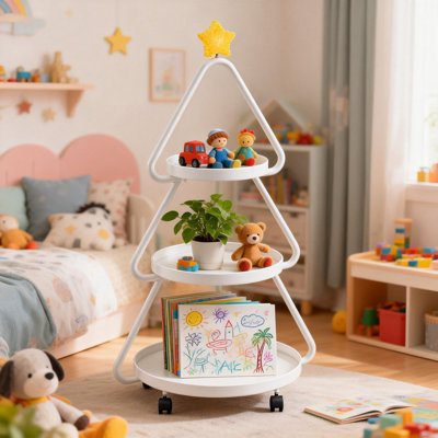 Christmas Tree Metal Storage Rack, Modern Sofa Side Table, Snack Rack For Party Holiday Festival, Living Room Bedroom