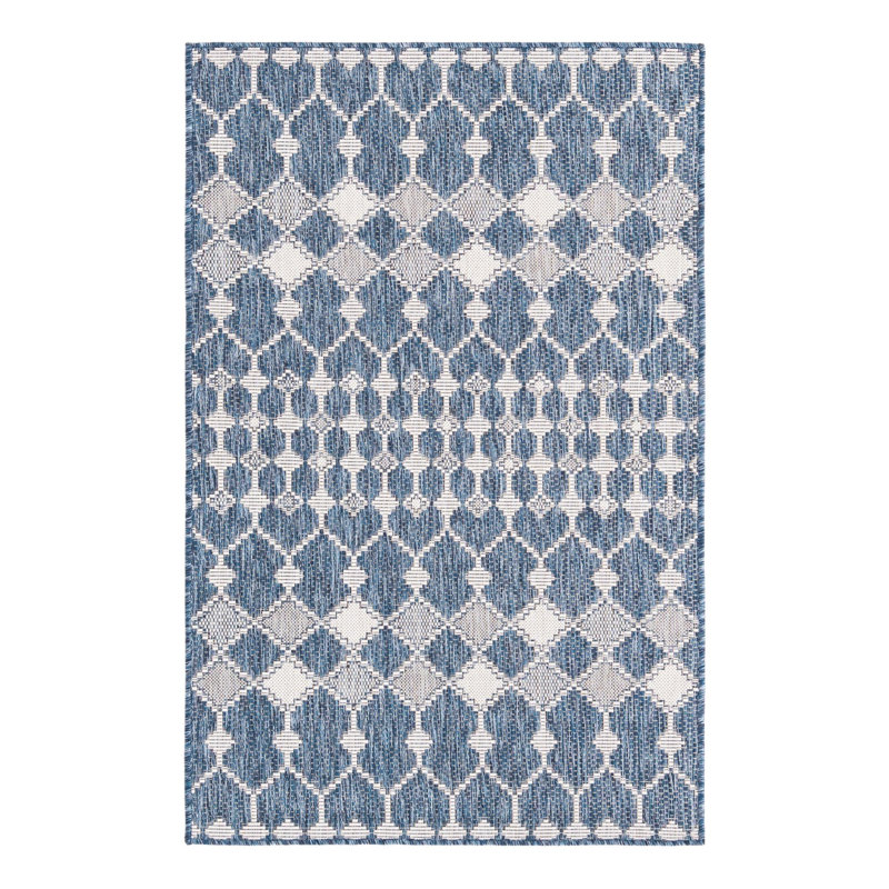 Blue Traliccio Indoor/Outdoor Trellis Rug, Rectangle 3' x 5'3"