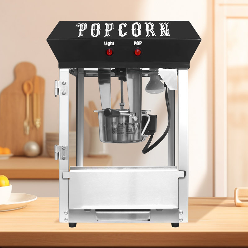 Bar Style Popcorn Machine, 6-ounce Popcorn Maker Popper, Black