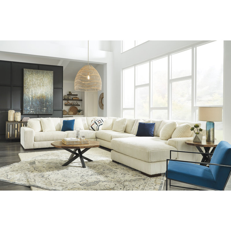 Méridienne modulaire 6 pièces Lindyn Ivory LAF, Right Hand Facing