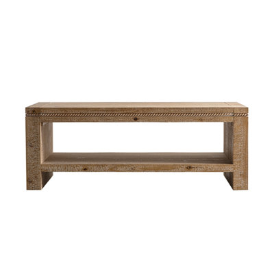 Table basse rectangulaire en bois massif pour le salon, grande table basse rustique à 2 niveaux avec tablette de rangement, bureau et appartement, facile à assembler
