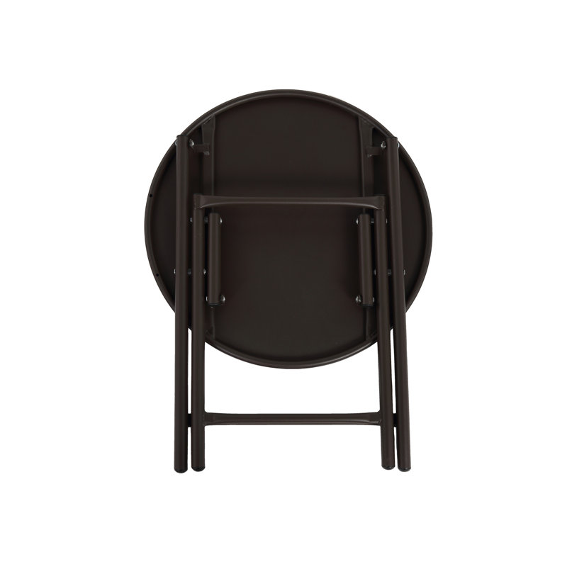 Ensemble de patio 3 pièces, chaises de camping d'extérieur en tissu respirant PVC-coated polyester, table pliante avec plateau en acier, 2 chaises et 1 ensemble de tables (brun)