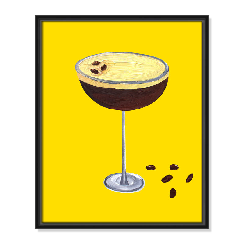 Espresso Martini Buttercup - impression jaune par Straker, H 21,5 po x l 17,5 po, Cadre flottant noir