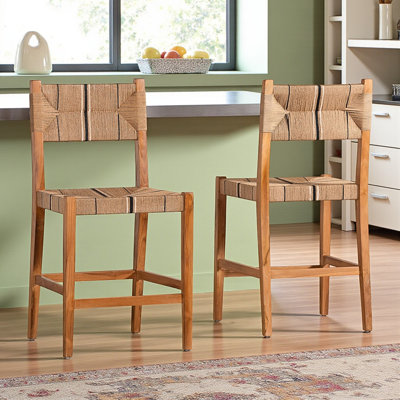 Dazhia Bohemian Mahogany Wood Counter Stool Set in Brown/Walnut Brown, 42.82'' H X 21.53'' W X 20.51'' D