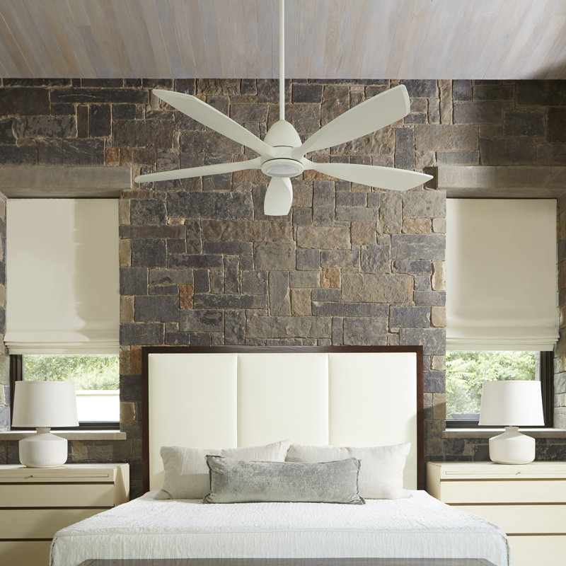 Ventilateur de plafond standard à 5 pales 56 po avec ensemble d’éclairage Ximena, Blanc studio