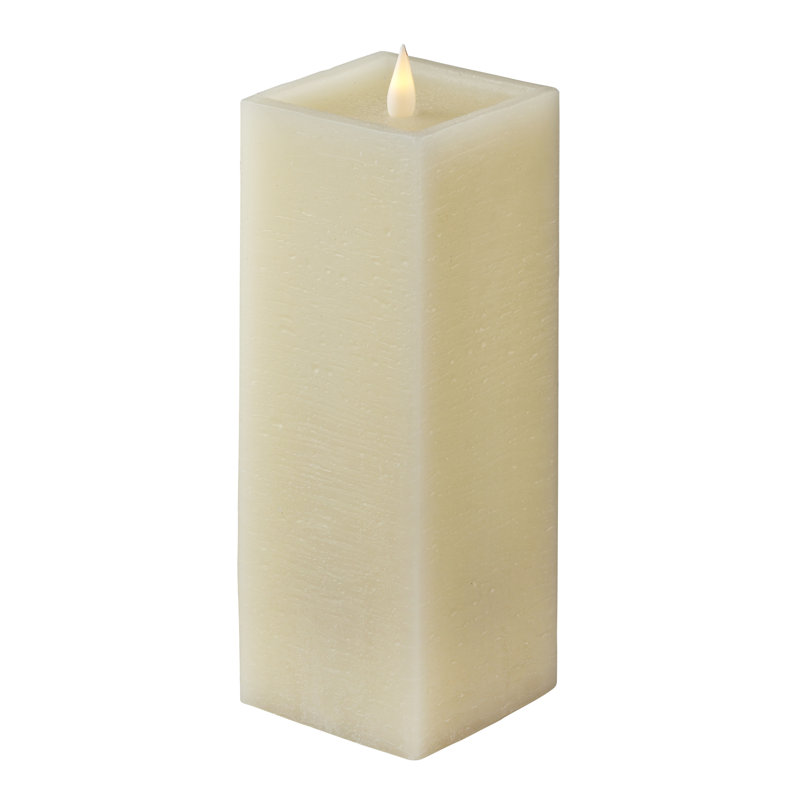 Bougie carrée classique sans flamme, 9 po x 3 po sans flamme, Ivoire ivoire