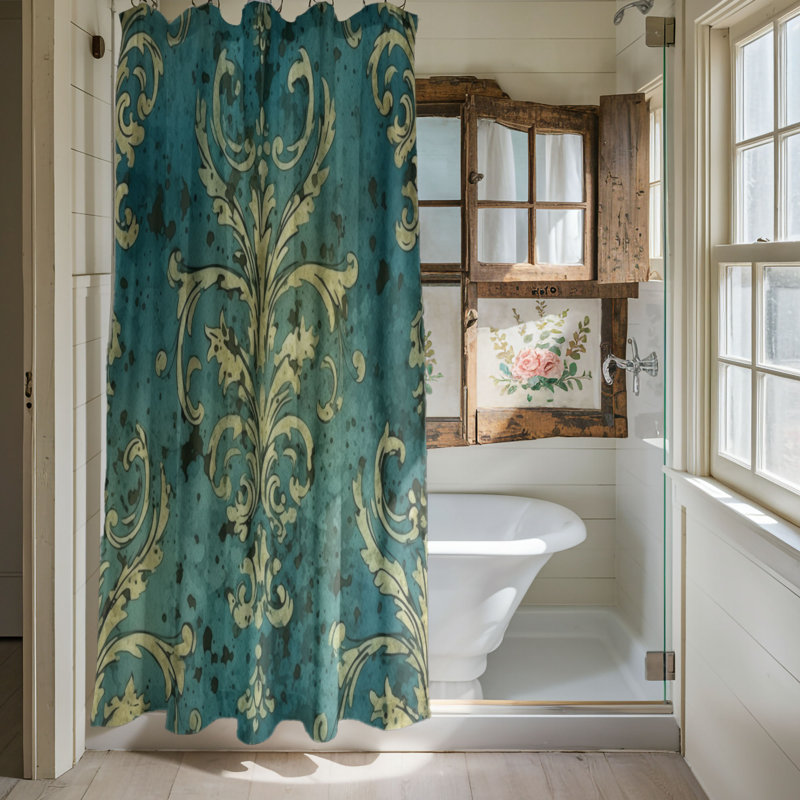 Nostalgic Tiles - Rideau de douche Premium, H 74 po x l 71 po
