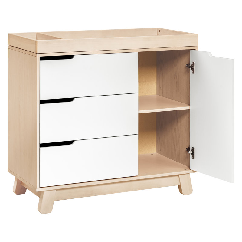 Hudson 3-Drawer Changer Dresser with Removable Tray, Washed Natural/White