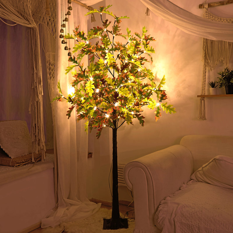 6 ft. Warm White LED Lighted Oak Tree for Indoor/Outdoor Decor