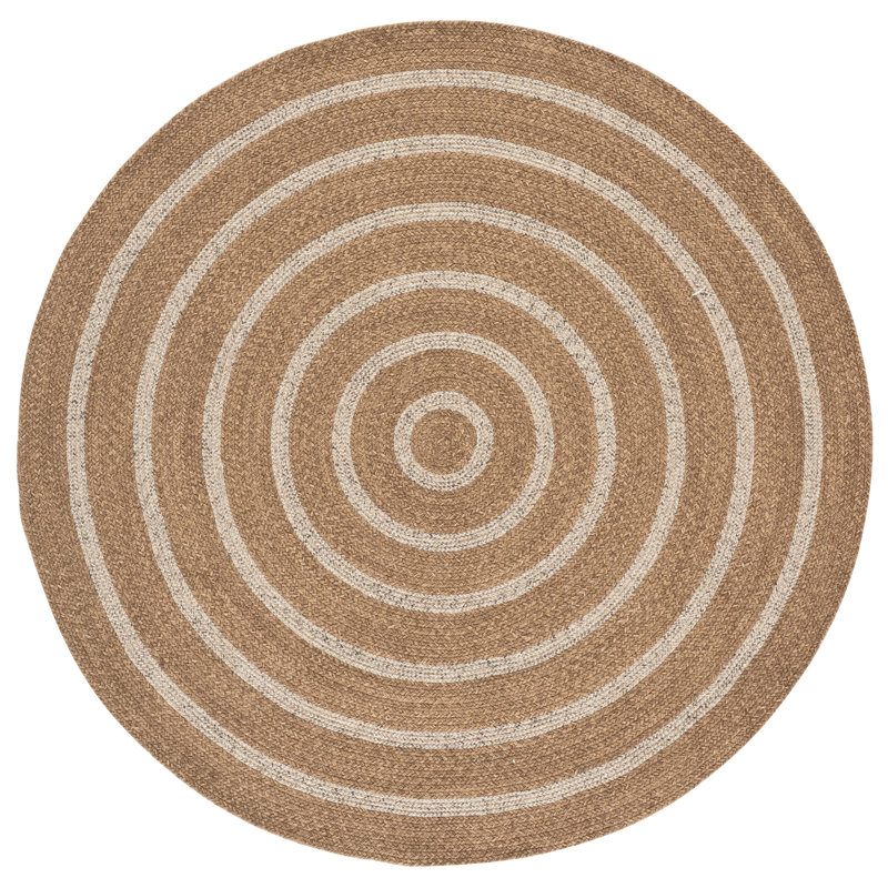 Braided Hand Woven No Pattern Indoor Rug, 5'-0" x 5'-0" Round