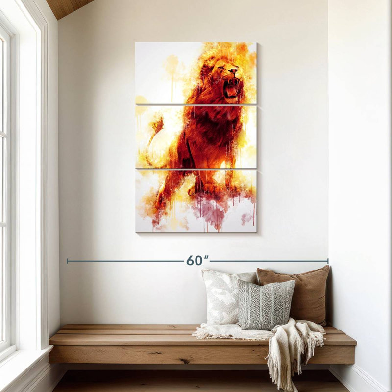Lion puissant, H 45 po x l 28 po