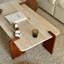 Table basse beige + pierre brune + bois massif-131011727