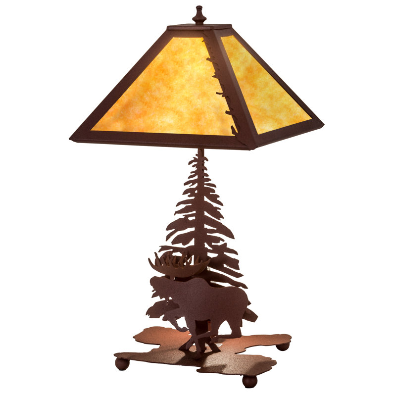Rustic Lodge Table Lamp, Amber