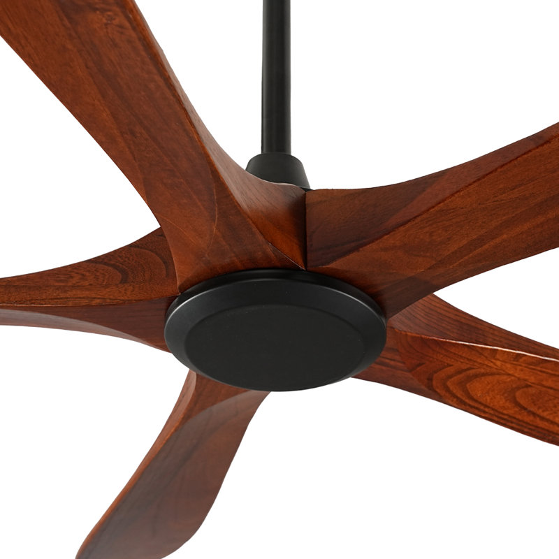 Ventilateur de plafond de 157 cm (62 po) en bois massif, sans éclairage, avec télécommande et moteur à courant continu réversible et silencieux.