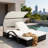 Outdoor Steel Frame Sun Lounger With Curved Sun Canopy, Adjustable Backrest, Hidden Side Table And Arched Armrests-785638487