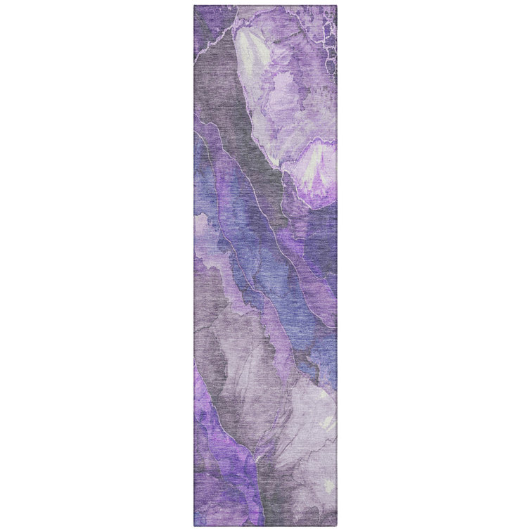 Machine Washable Indoor/Outdoor Xhevrie Lavender Rug
