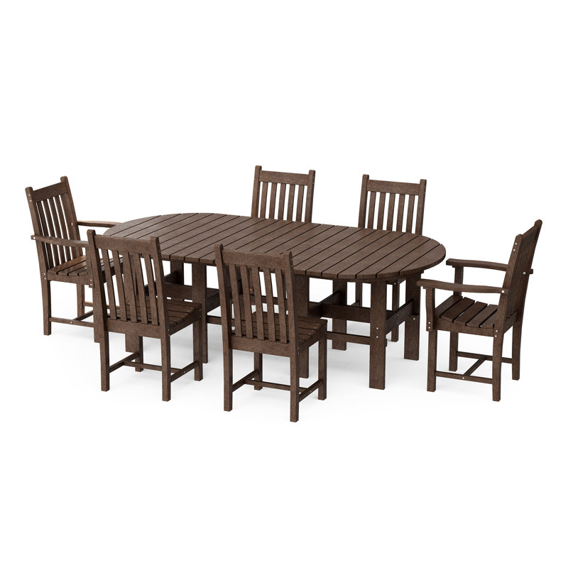 Classic 7-Piece 44" x 84" Dining Set, Tudor Brown