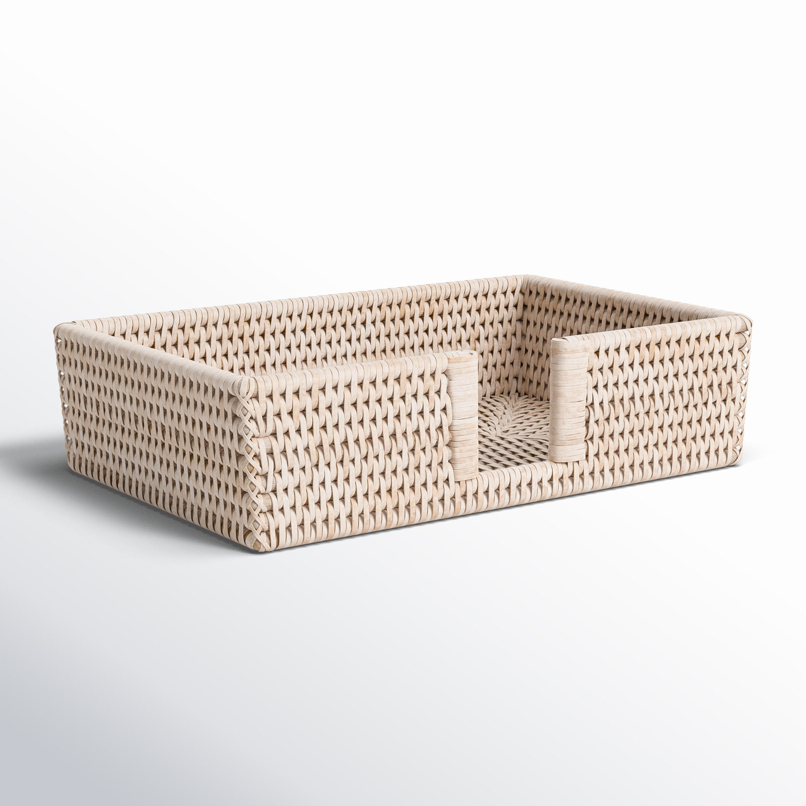 Rattan Guest Towel Napkin Holder, White Wash