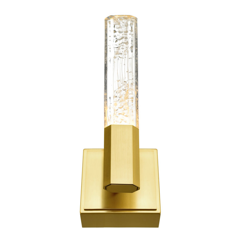 4.3'' Wide Modern Brass LED Wall Light for Hallway, Bedroom, Powder Room – Integrated LED, Brass