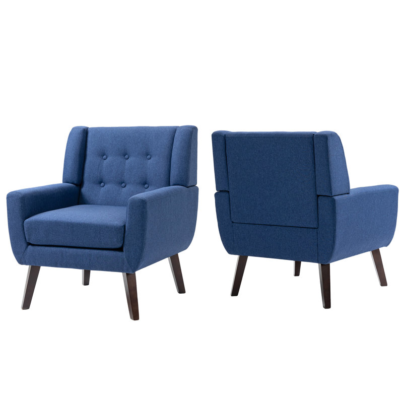Jaqueze 73.4 Cm Wide Cotton Armchair, Blue Linen Blend