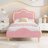 Upholstered Bed Frame with Adjustable Headboard and Footboard, Velvet Princess Platform Bedframe for Kids/Girls-1506505172-1506505175