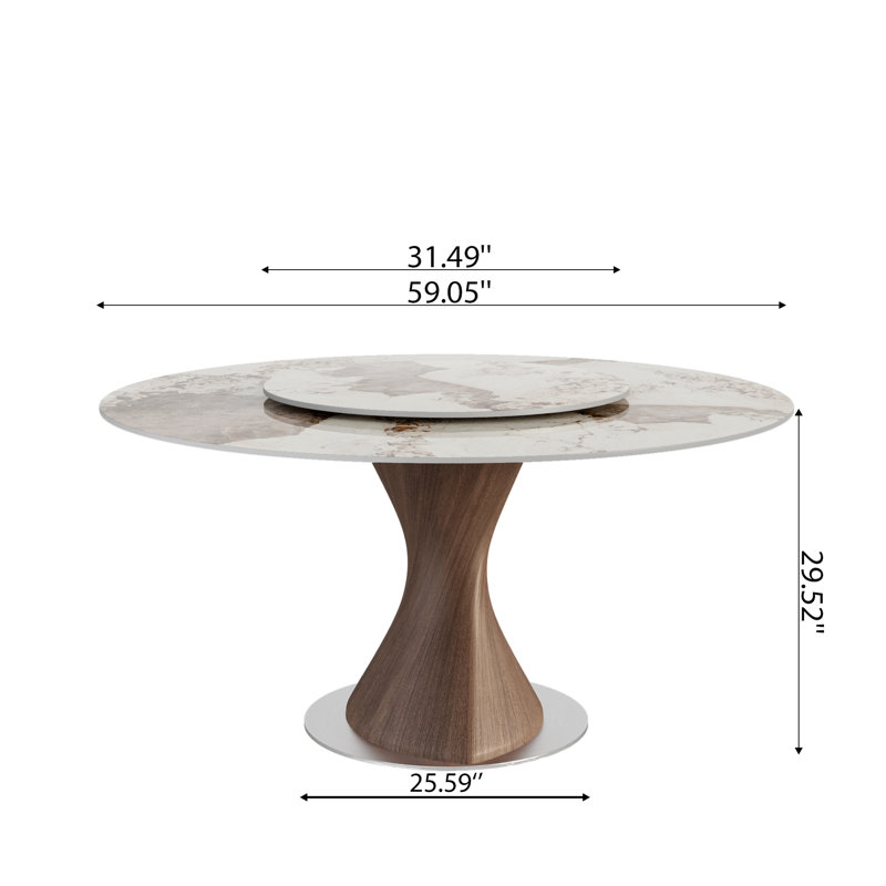 Table de salle à manger familiale à partager pour 4/6/8/10, 29.53”H x 59”L x 59”W, Glossy Amber