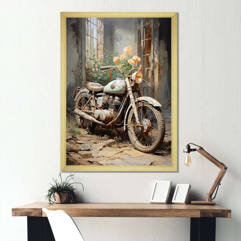 Impressionniste à vélo II sur toile, H 32 po x l 24 po x P 1 po, Cadre doré simple
