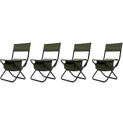 4 chaises d'extérieur pliantes avec espace de rangement - Convient pour les excursions, le camping, les pique-niques, la pêche, la capacité de 280 lb, l'acier léger et la capacité de poids du matériau