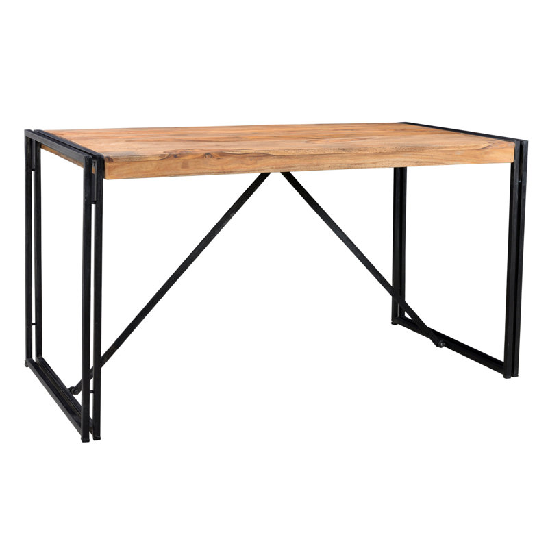 Lehoux Solid Wood Top Metal Base Dining Table