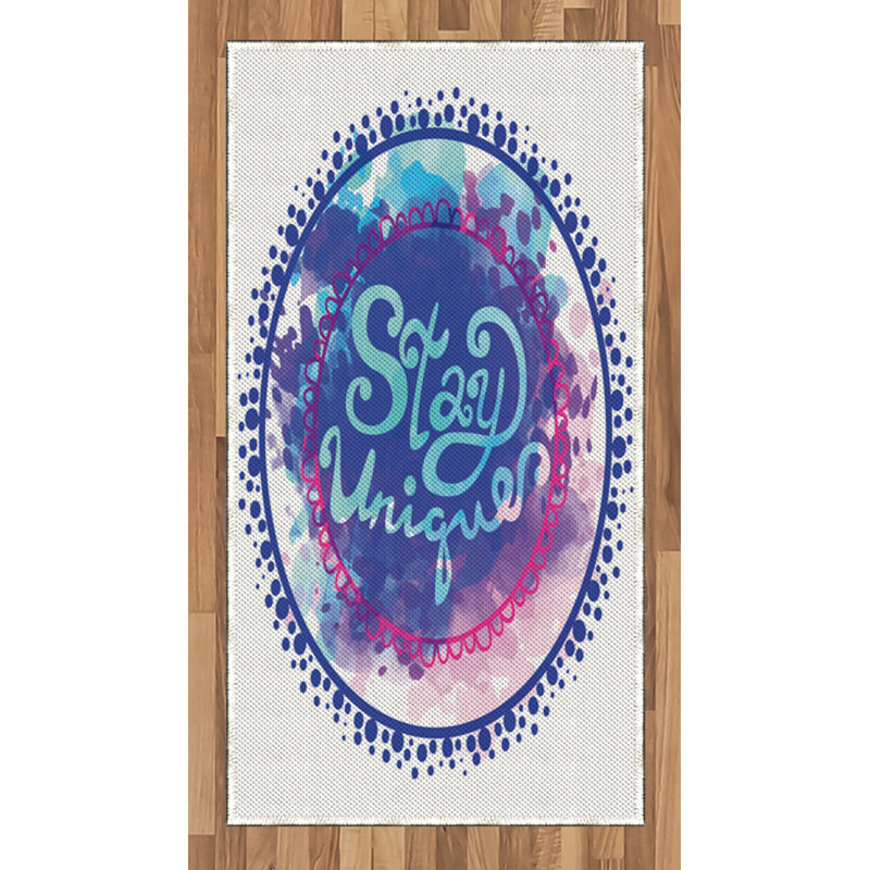 Tapis décoratif à longs fils en fibre de polyester à haute densité Wording, Rectangle 2 pi 7 po x 5 pi