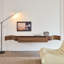 Meuble télé mural 63 po avec 3 tiroirs, noyer flottant moderne 63 po-904886673