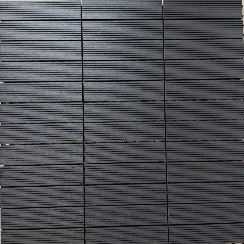12 tuiles de plancher en bois 12 po x 12 po en plastique-plastique à 4 lattes pour terrasse, balcon, porche, cour, 11 pièces