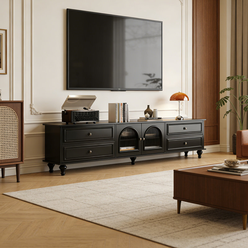 Meuble télé avec rangement Luxury, H 22,83 po x L 62,99 po x l 15,74 po, Noir