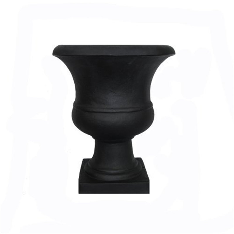 Alojzij Durable Plastic Urn Planter, Black, 18.5" H x 15.5" W x 9" D