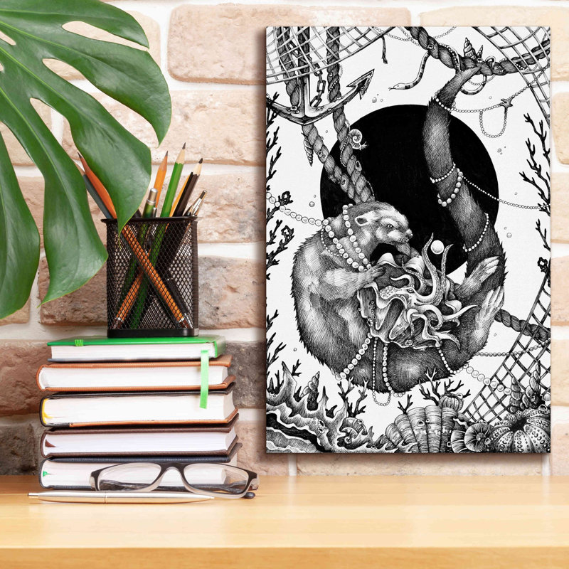  «Otter» par Avery Multers, art mural sur toile, 12 po x 18 po, H 18 po x l 12 po x P 0,75 po