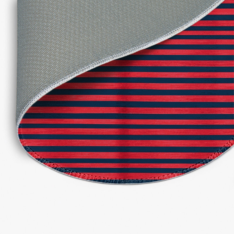 Tapis intérieur / extérieur bleu HorizontalStripes, Rond 5 pi
