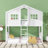 Twin Over Twin House Bunk Bed For Kids, Wood Bunk Beds With Roof, Windows, Window Box And Small Door, Floor Bunk Beds With Ladder