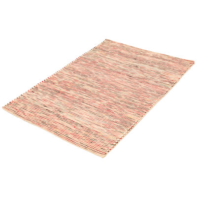 Tapis rouge / beige en laine tressé à la main Sarcoxie