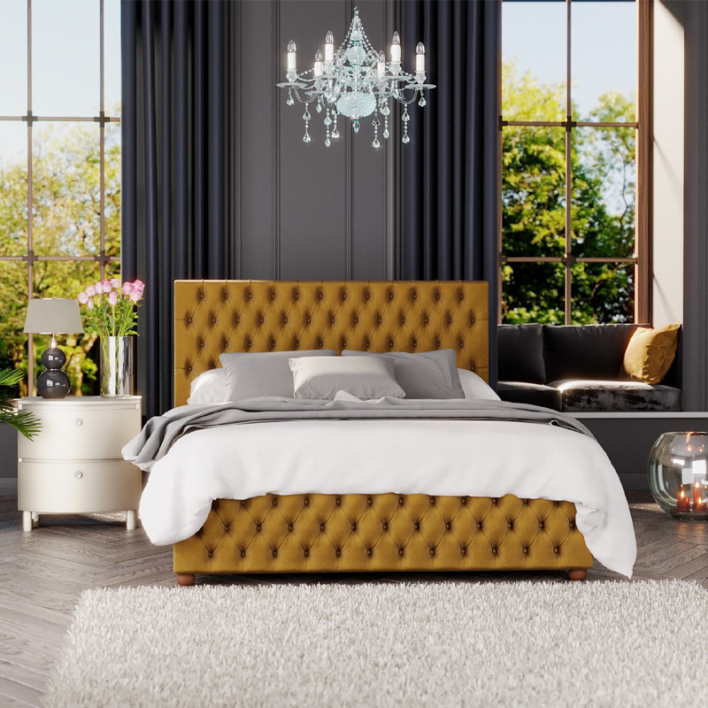 Upholstered Ottoman Bed, Super King (6'), Ochre