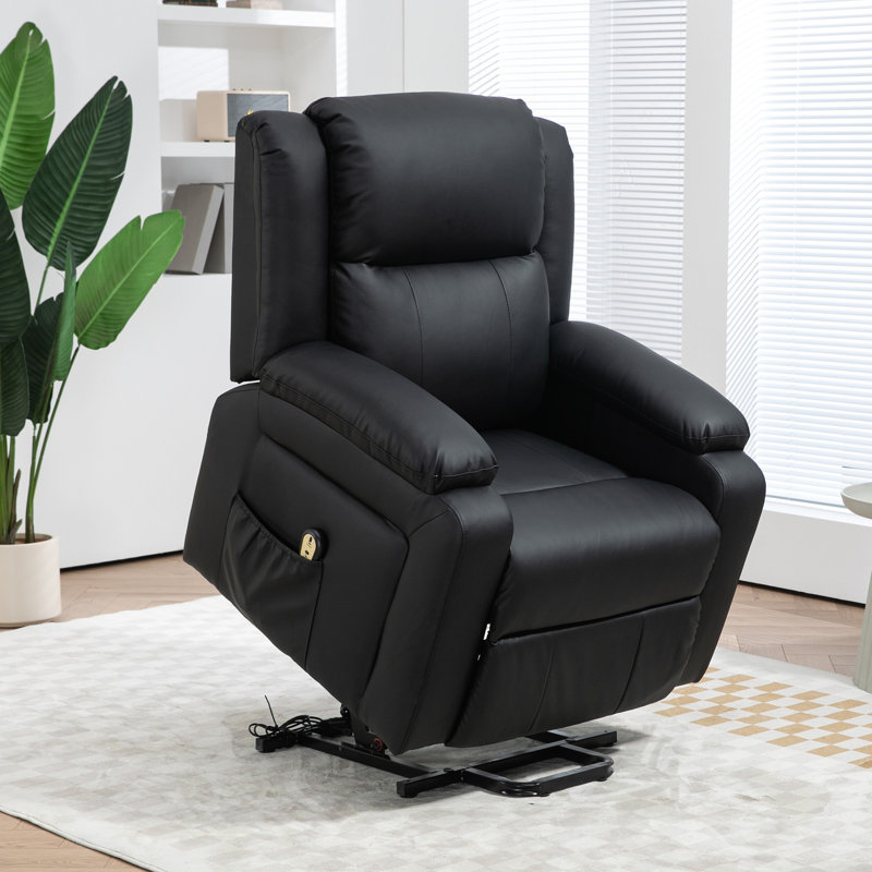 Lift Chair, PU Leather Recliner Chair with Side Pockets, Black