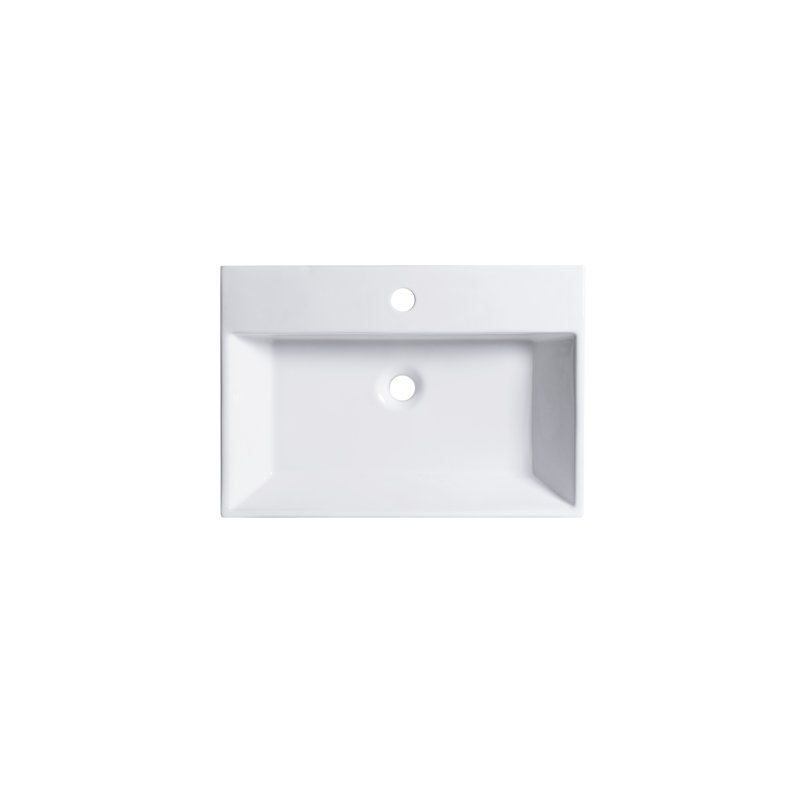 Altair 24'' White Ceramic Rectangular Bathroom Sink with Overflow
