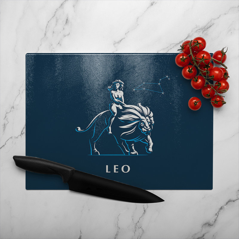 Zodiac Leo Dining Glass Chopping Board, 40cm L x 28cm W
