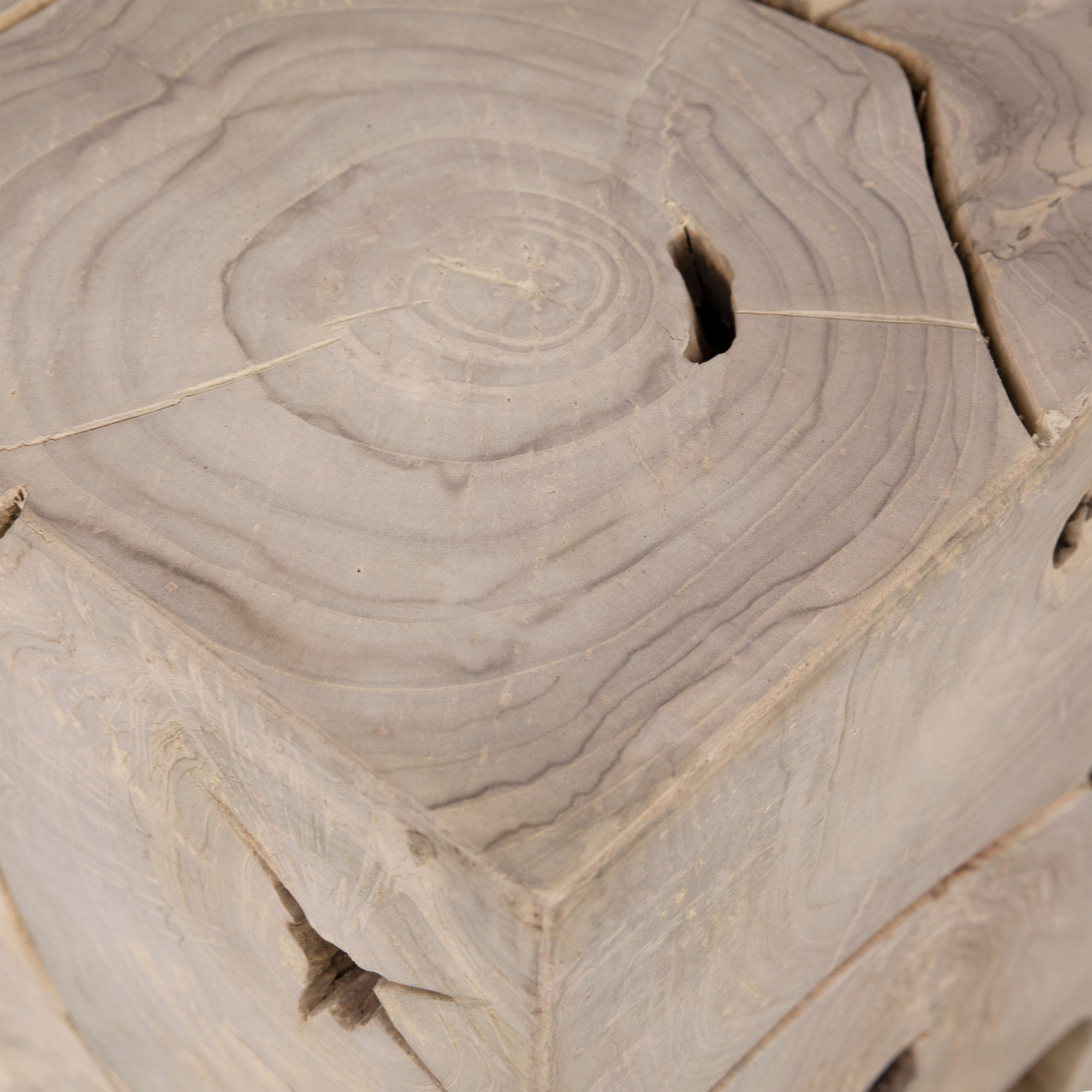 Solmar Solid Wood End Table, Bleached Teak
