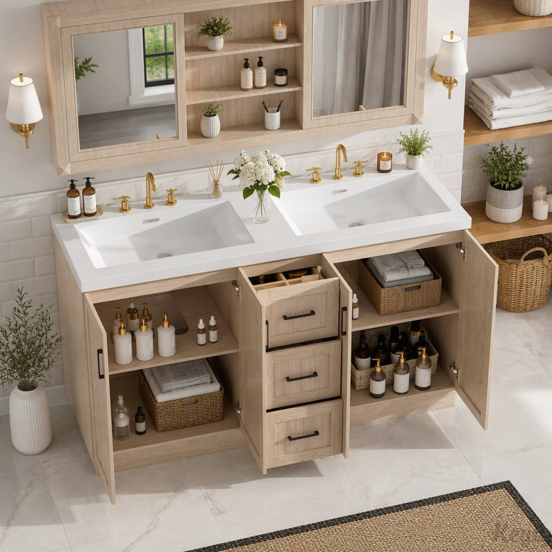 Meuble-lavabo double 59 po avec lavabo SMC