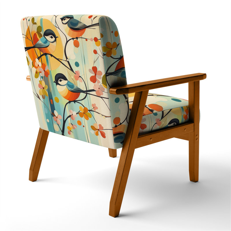 Chaise d'appoint Bird Bird, Accoudoirs carrés bruns